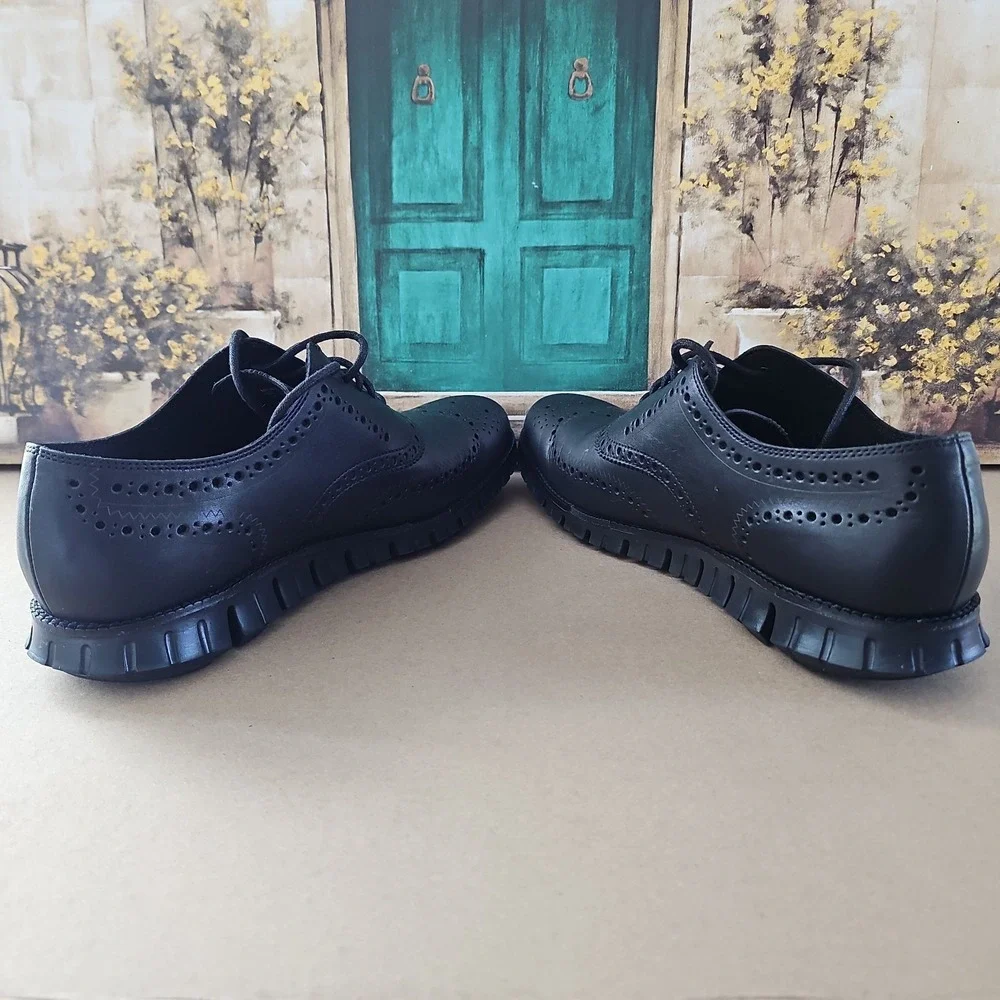 Cole Haan Men's ZeroGrand Black Leather Wingtip Oxfords C20719